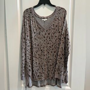 Maurices Gray and Brown V-Neck Sweater